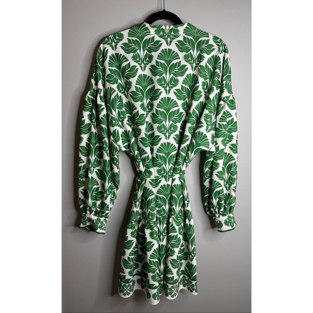 Alex Marie NWOT Green Tie Tropical Oasis Floral Print Mini Wren Dress - Size 18 - Picture 8 of 11